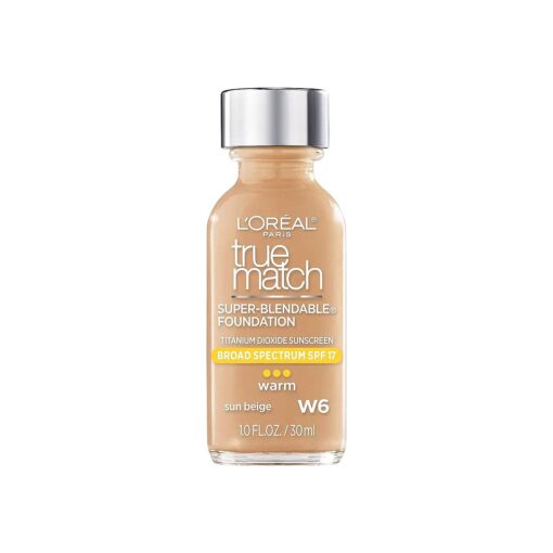 L'Oreal Paris Makeup True Match Super-Blendable Liquid Foundation, Sun Beige W6, 1 Fl Oz ( 1 Count )