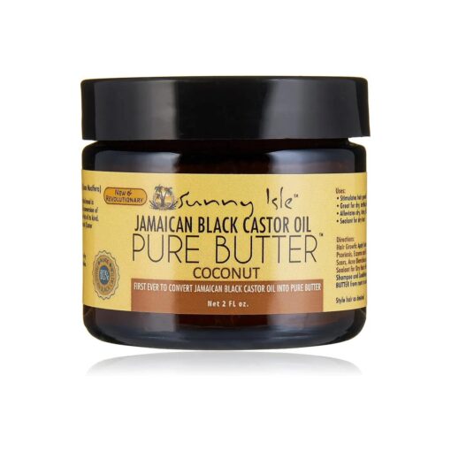 Sunny Isle Jamaican Black Castor Oil Pure Butter Coconut, Brown, 2 Fluid Ounce