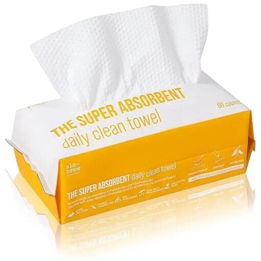 The Super Absorbent Daily Clean Towel - Slo-Brew Botanical | Ultra-Soft Multi-Purpose Clean Towel | Biodegradable Face Towel | Vegan & Cruelty Free | 60 Count ( 3 Pack )