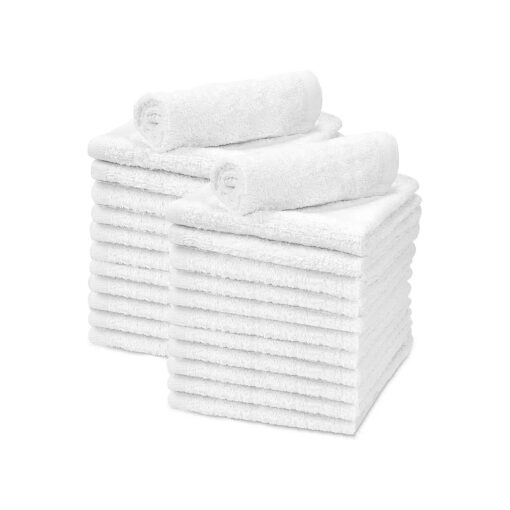 White Cotton Washcloths - Pack of 24 - Super Absorbent Bathroom Face Towels - 12" x12" Terry Bath Wash Cloth Set - Spa Home Cleaning Towel Multi-Purpose - 100 % Ring Spun Cotton