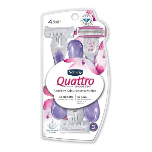 Schick Quattro for Women Disposable Sensitive Skin, 3 Count ( Pack of 1 )