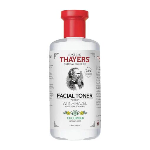 THAYERS Alcohol-Free, Hydrating Cucumber Witch Hazel Facial Toner with Aloe Vera Formula, Vegan, Dermatologist Tested and Recommended, 12 Oz