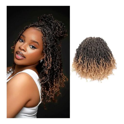 Toyotress Yanky Twist Crochet Hair - 8 Inch 8 Packs ( 30 Strands/Pcs ) Pre-twisted Fluffy Spring Mini Twist Short Passion Twist, Ombre Blonde Pre-Looped Crochet Braids Braiding Hair ( 8 Inch, T27-8P )