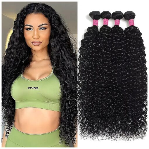 Water Wave Bundles Human Hair 18 20 22 24 Inch 4 Bundles 12A Brazilian Virgin Hair Wet and Wavy Human Hair Bundles Natural Color ( 18 20 22 24 )