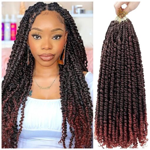 Passion Twist Hair 18 Inch 8 Packs Long Pretwisted Passion Twist Crochet Hair for Women Ombre Ginger Passion Twists Crochet Braids T350