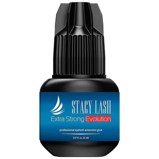 Extra Strong Evolution Eyelash Extension Glue Stacy Lash ( 0.17fl.oz/5ml ) /1-2 Sec Dry/Retention - 8 Weeks/Professional Supplies/Black Adhesive