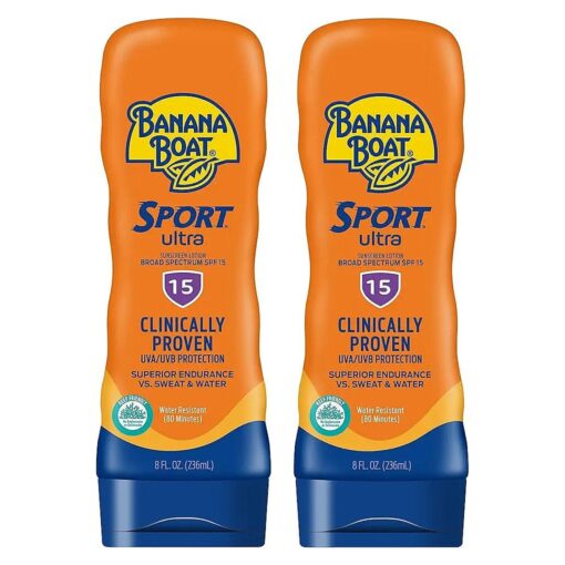 Sport Ultra SPF 15 Sunscreen Lotion Twin Pack | Banana Boat Sunscreen SPF 15 Lotion, Oxybenzone Free Sunscreen, Sunblock Lotion Sunscreen, Banana Boat Lotion, Water Resistant Sunscreen