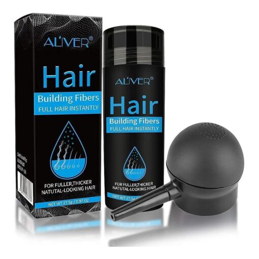 Hair Fibers for Thinning Hair With Spray, Undetectable Natural Formula, Thicker Fuller Hair in 15 Seconds, Instantly Conceal & Thicken Thinning or Balding Hair Areas, For Men & Women, Black