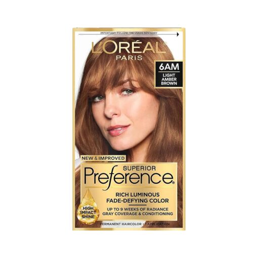 Superior Preference Fade-Defying + Shine Permanent Hair Color, 6AM Light Amber Brown, Pack of 1, Hair Dye