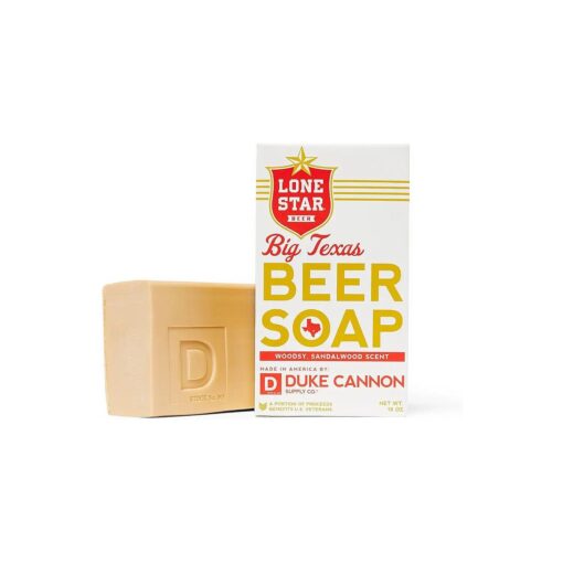 Duke Cannon Supply Co. Big Texas Beer Soap, 10 oz - Superior Grade Soap Made with Lone Star Beer - Woodsy, Sandalwood Scent