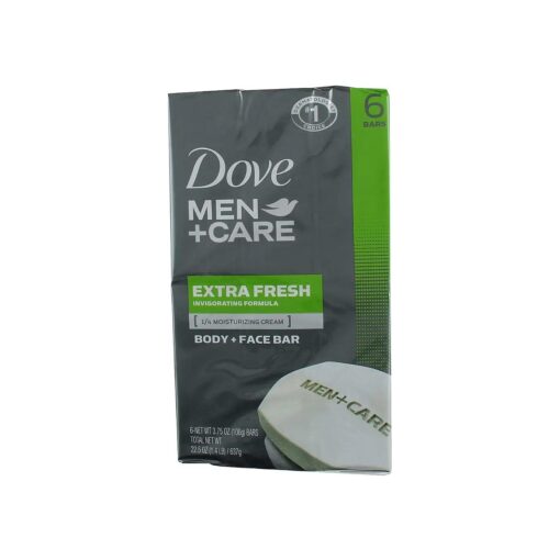 DOVE MEN + CARE 3 in 1 Cleanser for Body, Face, and Shaving to Clean and Hydrate Skin Extra Fresh Body and Facial Cleanser More Moisturizing Than Bar Soap 3.75 oz 6 Bars