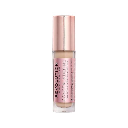 Makeup Revolution Conceal & Define Full Coverage Conceal & Contour C2, Highlighter Stick Transforms and Evens Out Skin Texture, Under Eye Concealer for Flawless Finishing