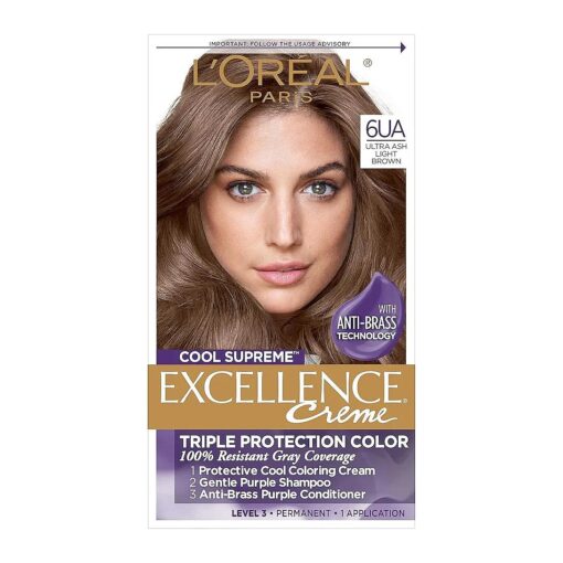 L'Oreal Paris Cool Supreme Permanent Hair Color, Ash, Ultra Ash Light Brown 6UA