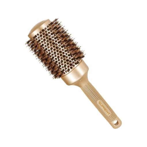 Round Brush SUPRENT Round Brush with Natural Boar Bristles, Nano Thermic Ceramic Coating & Ionic Roller Hairbrush for Blow Drying, Curling & Straightening, Volume & Shine ( 3.3" & Barrel 2" )