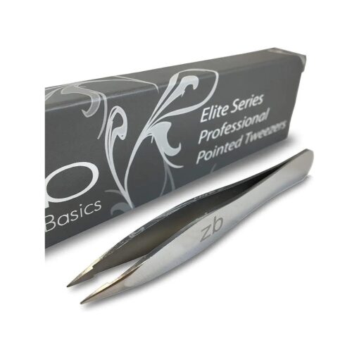 Elite Series Pointed Tweezers - Sharp Precision Tips + Surgical Grade Stainless Steel Tweezer for Professional Eyebrow and Facial Hair Removal