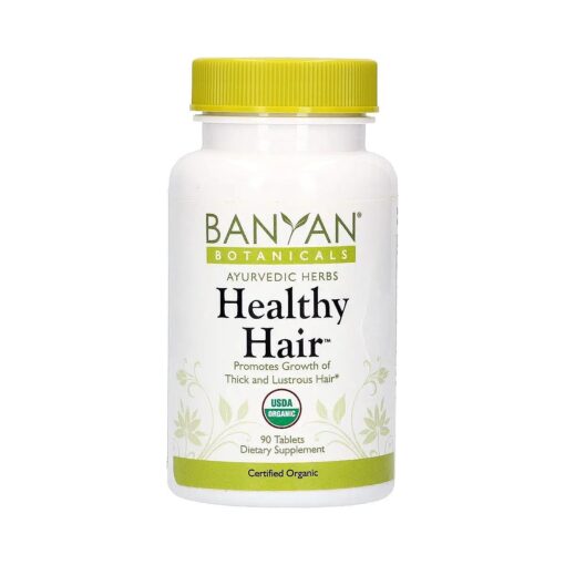 Banyan Botanicals Healthy Hair Tablets - Organic Hair Supplement with Amla & Bhringaraj - Ayurvedic Hair Care for Thick, Lustrous & Strong Hair * - 90 Tablets - Non GMO Sustainably Sourced Vegan