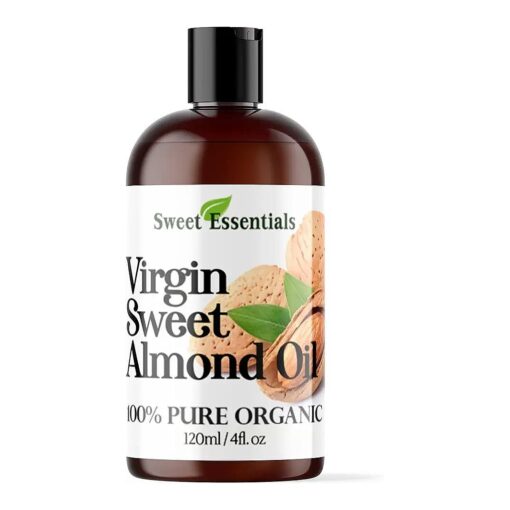 Organic Unrefined Sweet Almond Oil | 4oz Imported From Italy | 100 % Pure | Cold Pressed | Hexane Free | Natural Moisturizer |Great For Hair, Skin & Nails | Carrier Oil | Great To Dilute Essential Oils