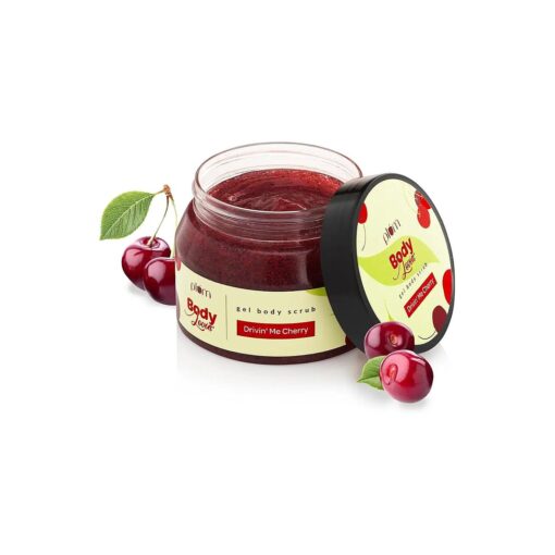 Cherry Exfoliating Body Scrub, Acai Extract & Cellulose Bead Body Scrub, Skin Brightening | Tan Removal Scrub, Cruelty Free & Paraben Free, 100 % Vegan, 7.05 Oz