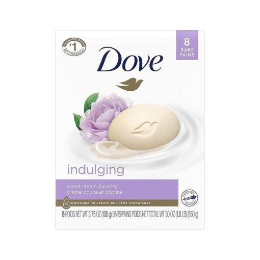 Dove Beauty Bar Gentle Skin Cleanser Moisturizing, Sweet Cream and Peony Scented, 3.75 oz, 8 Bars