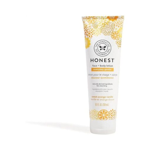 The Honest Company Honest Perfectly Gentle Sweet Orange Vanilla Face and Body Lotion with Naturally Derived Botanicals, Orange Vanilla, 8.5 Fluid Ounce