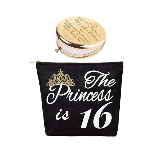 Sweet 16 Gifts for Girls,16th Birthday Gifts Ideas,16 Year Old Girls, Makeup Bag-16th Birthday,16 Years Old Girl Birthday Gift,16th Birthday Gifts for Girls, Sweet 16 Makeup Mirror, Sweet 16