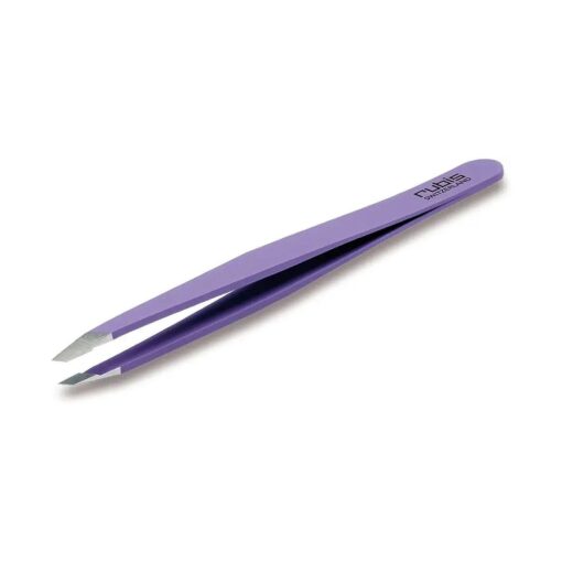 Rubis Classic Stainless Steel Slanted Tweezers with Satin-Finished Grip for Precise Eyebrows and Hair Removal, 1K1616, Mauve, Rubis Switzerland Swiss Made World Renowned Precision