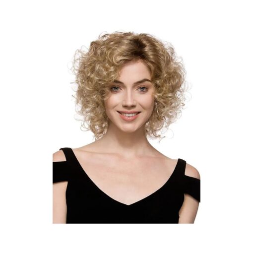 GNIMEGIL Short Curly Blond Wigs for Black Women Synthetic Hair Brown Ombre to Blonde Afro Kinky Curly Wig Hairstyle Look Same with Human Hair Bad Sandy Costume Party Wig Cosplay