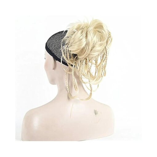 Lydell Adjustable Messy Style Ponytail Hair Extension Handmade Braid Synthetic Hair-Piece with Jaw Claw ( 613 Blonde )