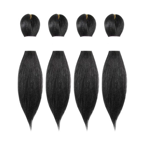 Braiding Hair Pre Stretched 10 Inch 4 Packs, Short Hair Extensions for Braids, Synthetic Braiding Hair Prestretched 1B ( Natural Black )