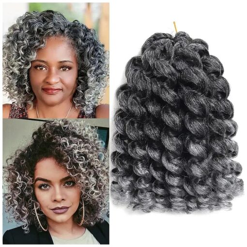 5 Packs Jamaican BounceCrochet Hair 2X Ringlet Wand Curl 8 inch Synthetic Crochet Hair Extensions Crochet Braiding Hair 100 Roots ( 8Inch ( Pack of 5 ), TGrey )