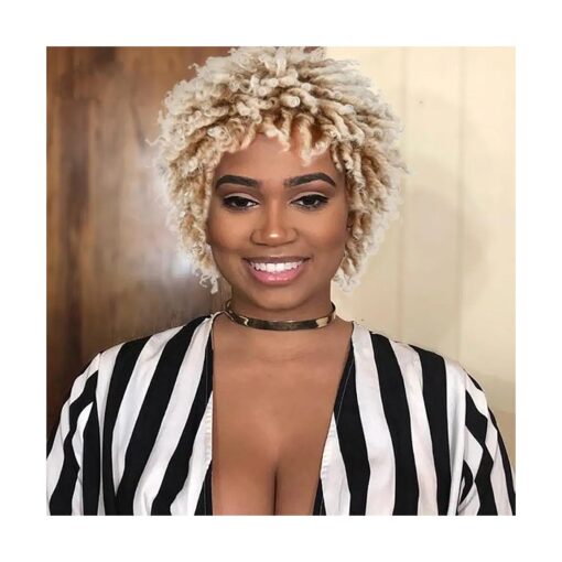 Short Dreadlocks Wigs for Black Women and Men with Clips In, Pixie Cut Synthetic Afro Twist Dreadlocks Wig Faux Locs Braided Full Hair Replacement Wigs ( T27/613 # )