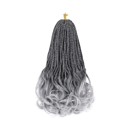 French Curl Crochet Braids 14 Inch 6 Packs Goddess Box Braids Crochet Hair Pre Looped French Curly Braiding Hair Crochet Box Braids With Curly Wavy Ends Synthetic Hair Extensions ( # 1B/Gray )