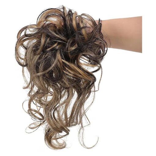 Synthetic Hair Bun Extensions Messy Curly Elastic Hair Scrunchies Hairpieces