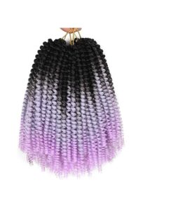 4Packs Spring Twist hair 8Inch crochet braids Synthetic Braiding Hair Extensions Bomb Twist Ombre Black Grey Purple Low Temperature Fiber ( Tpurple )