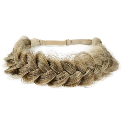 TOECWEGR Synthetic Hair Braided Headband Classic Wide Strands Wedding Disorderly Fluffy Braids Wig Band Women Beauty Accessory