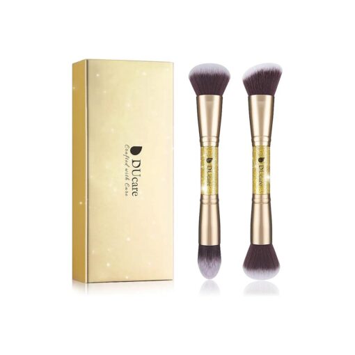 DUcare Makeup Brushes Duo End Foundation Powder Buffer and Contour Brush Synthetic Cosmetic Tools 2Pcs