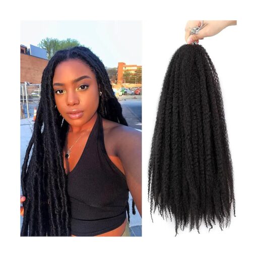 Spring Twist Hair Marley Twist Braiding Hair 20inch Crochet Hair 3packs Afro Twist Hair Cuban Twist Hair Marley Twist Hair Kinky Braiding Hair Synthetic Hair Extension For Women ( 20inch,3pcs, 1B )