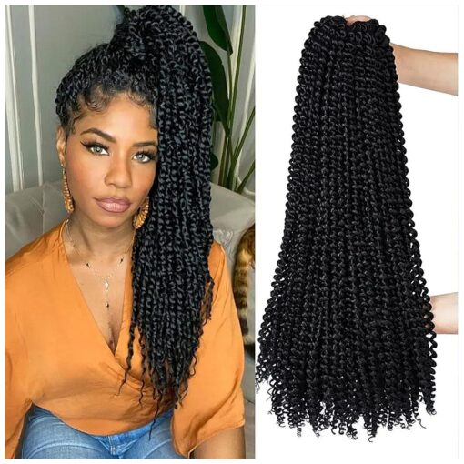 ShowCoco Passion Twist Hair 22 Inch Water Wave Crochet Hair 6 Packs Passion Twists Braiding Hair Long Bohemian Synthetic Hair Passion Twist Hair Extensions ( 22inch, 1B )