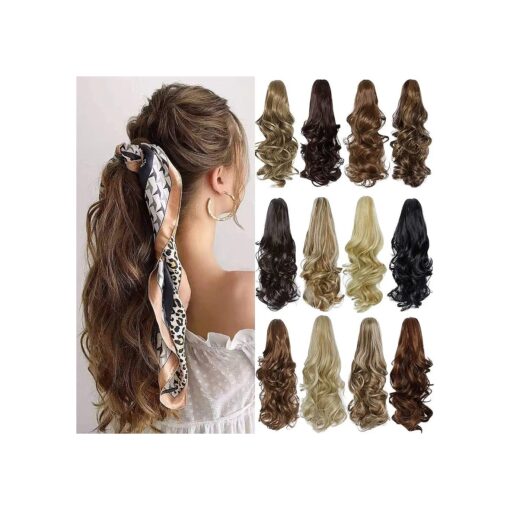 Ponytail Extension 16" Long Curly Wavy Claw Jaw Clip in Synthetic Hairpiece Pony Tail Tale Ponytail Hair Extensions