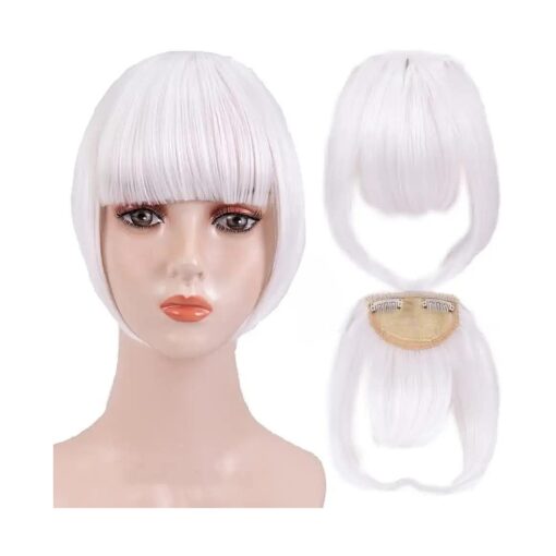 Art of Love False Bang Neat Full Fringe Hairpiece Clip in Hair Extensions Bangs ( White )