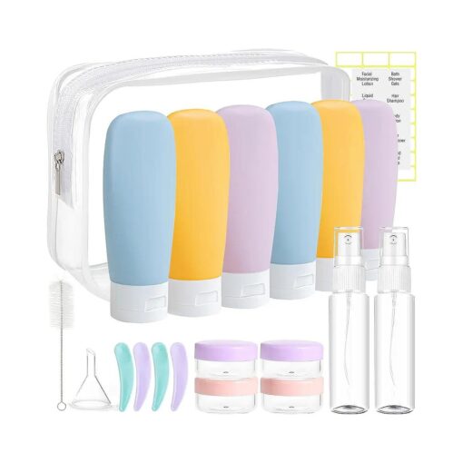 20 Pack Travel Bottles Set for Toiletries TSA Approved, Leak Proof Travel Size Containers Kit Portable Refillable Travel Accessories for Shampoo Conditioner Lotion Liquids ( Multi-color )