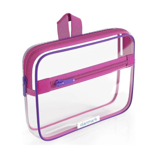 TSA Approved Toiletry Bag 3-1-1 Kids Toiletry Travel Bag with Handle - Quart Size Bag with Zipper - Carry-on Luggage Clear Bag for Liquids - Airport Airline TSA Compliant Color Mix Pink & Purple