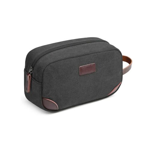 Men 's Travel Toiletry Organizer Bag Canvas Shaving Dopp Kit TSA Approved ( Black )