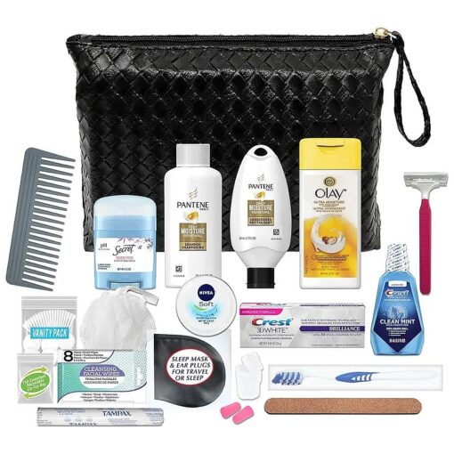 Convenience Kits International Women 's Premium 20-Piece Kit with Travel Size TSA Compliant Essentials in Stylish Cosmetic Bag