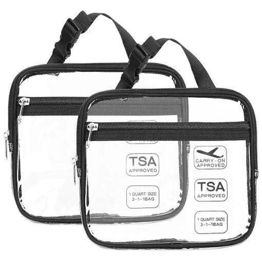 Relavel Tsa Approved Toiletry Bag, Clear Makeup Bag Cosmetic Pouch, Travel Bags for Toiletries wih Zipper, Waterproof Small Toiletries Bag for Women and Girls ( Clear 2 )