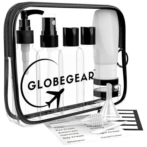 GLOBEGEAR TSA Approved Travel Bottles Leak Proof & Travel Size Containers for Toiletries Travel Kit with TSA Liquids Travel Bag ( model GG1 )