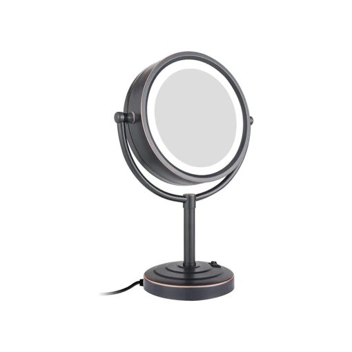 GURUN 8.5 Inch Tabletop LED Lighted Makeup Mirror with 10x Magnification Double Sided Vanity Mirror Plug Power Oil-Rubbed Bronze M2208DO ( 8.5in,10x )