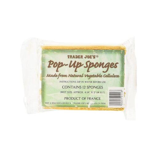 Trader Joe 's Pop up Sponges Made From Natural Vegetable Cellulose 12 Sponges, 1 Pack