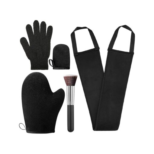 ANSPHIE 5 Pack Self Tanning Mitt Applicator Kit, Self Tan Glove, Face Tan Mitt, Back Lotion Applicator, Exfoliating Glove, Tanning Brush for Self Tanner Fake Bake Tan