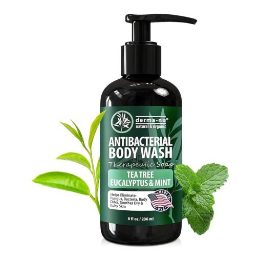 Antibacterial Body Wash - Antibacterial Soap And Tea Tree Body Wash For Jock Itch, Athletes Foot, Eczema And Back Acne - Anti Bacterial Body Soap For Men And Women Safe For All Skin Types - 8 Oz